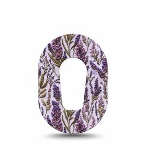 ExpressionMed Stitched Bloom Dexcom G6 Mini, Single Tape Lavender embroidery Adhesive Tape for CGM