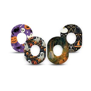 ExpressionMed Halloween Forest Dexcom G7 and Dexcom Stelo Glucose Biosensor System Mini, 4-Pack Tape autumn ghost aesthetic Fixing Ring Patch for Continuous Glucose Monitor