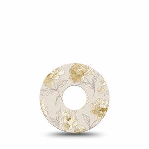 ExpressionMed Sketched Peonies Freestyle Libre 3 and Libre 3 Plus, Single Tape Neutral floral sketch Overlay Patch for Continuous Glucose Monitor