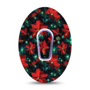ExpressionMed Christmas Floral Dexcom G6 Tape, Single Tape and Single Sticker Christmas Floral, Plaster Continuous Glucose Monitor Design