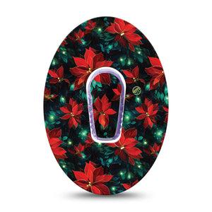 ExpressionMed Christmas Floral Dexcom G6 Sticker and Tape  Poinsettias and Lights, Vinyl Sticker and Tape Design CGM Design