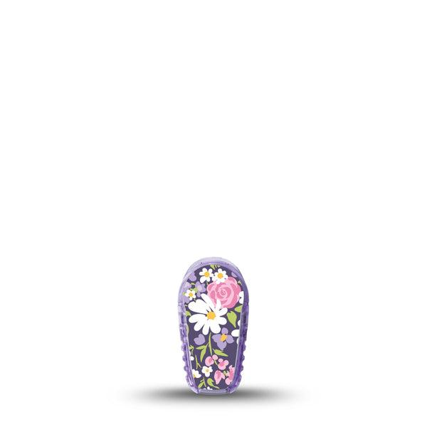 ExpressionMed Purple and Pink Flowers Dexcom G6 Sticker Single Sticker Only Small Purple And Pink Flowers, Vinyl Decoration Continuous Glucose Monitor Design
