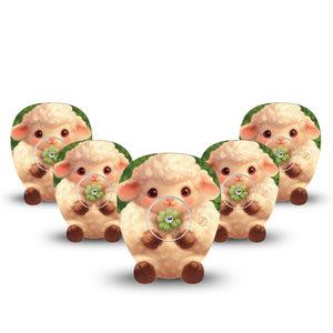 ExpressionMed Lucky Lamb Freestyle Libre, Libre 2 Plus, and Abbott Lingo Gumdrop, 5-Pack Tape and 5-Pack Sticker Lamb stuffed animal inspired Accessories for Continuous Glucose Monitor