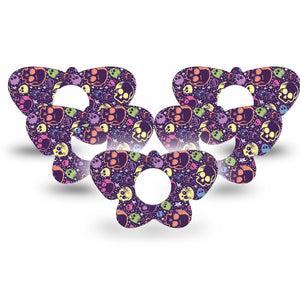 ExpressionMed Neon Skulls Infusion Set Butterfly Shape Tape 10-Pack Tape Luminous Glow Skull Inspired, Plaster Continuous Glucose Monitor Design