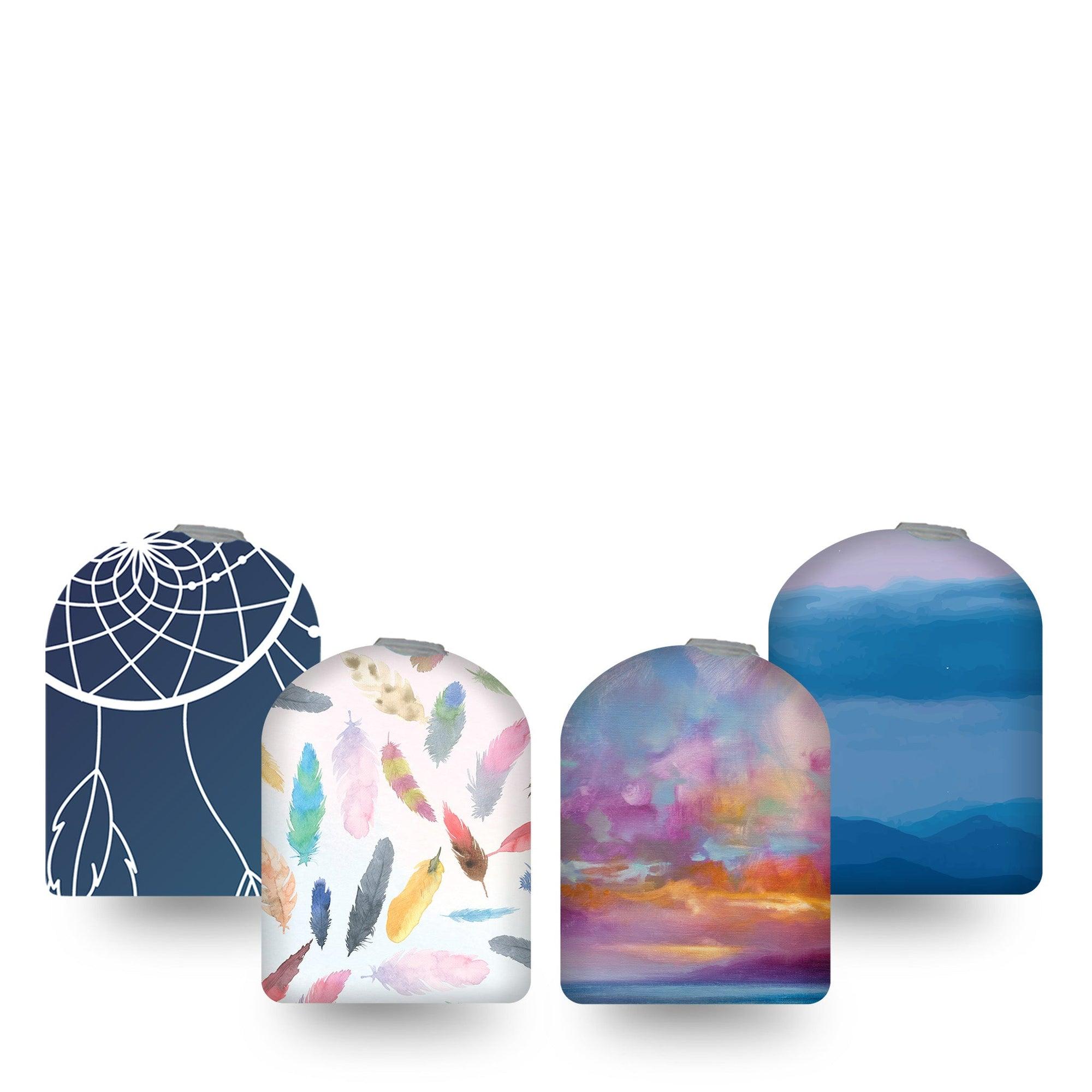 ExpressionMed Airborne Variety Pack Omnipod Full Wrap Center Sticker 4-Pack Sticker Variety Fall Feathers,  Vinyl Decoration Pump Design