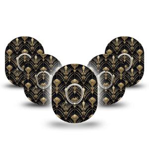 ExpressionMed Midnight Deco Dexcom G7 and Dexcom Stelo Glucose Biosensor System, 5-Pack Tape and 5-Pack Sticker Funky vintage Accessories for Continuous Glucose Monitor