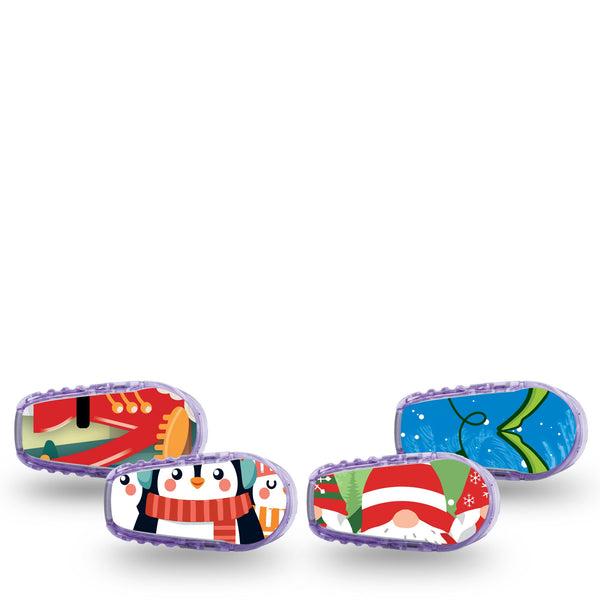 ExpressionMed Christmas Wonders Variety Pack Dexcom G6 Sticker 4-Pack Stickers Christmas Animals Vinyl Decoration Continuous Glucose Monitor Design