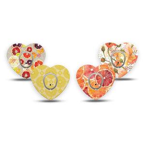 ExpressionMed Citrus Crush Dexcom G7 and Dexcom Stelo Glucose Biosensor System Heart, tape and sticker  orange lemon design Vinyl Decoration for CGM