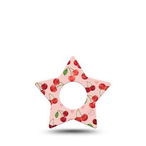 ExpressionMed Cherries Infusion Set Star Shape Tape, 5-Pack Tape Summer Fruit, Fixing Ring Patch Continuous Glucose Monitor Design