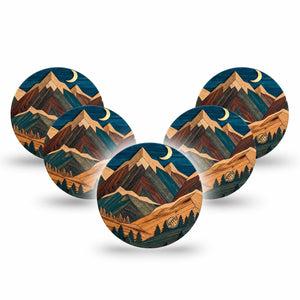 ExpressionMed Wood Mountains Freestyle Libre 3 and Libre 3 Plus OverPatch, 5-Pack forest mountain style Plaster for Continuous Glucose Monitor