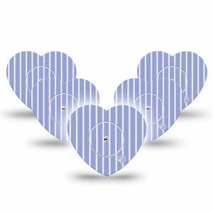 ExpressionMed Blue Stripes Freestyle Libre, Libre 2 Plus, and Abbott Lingo Heart, 5-Pack Tape and 5-Pack Sticker Thin blue stripes Plaster for Continuous Glucose Monitor
