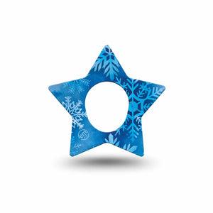 ExpressionMed Falling Snow Dexcom G7 Star Shape Tape, Dexcom Stelo Glucose Biosensor System, Single Tape Ice Crystals, Overlay Patch CGM Design