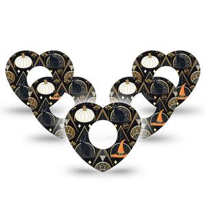 ExpressionMed Art Deco Halloween Infusion Set Heart Shape Tape 10-Pack Tape Spooky Art Deco Inspired, Adhesive Tape Continuous Glucose Monitor Design