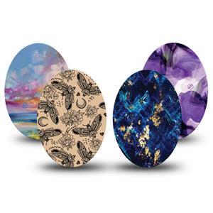 ExpressionMed Vivid Medtronic Guardian Enlite Universal Oval, 4-Pack Tape saturated color pattern Best Covers for CGM