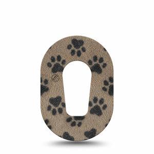 ExpressionMed Fuzzy Pawprints Dexcom G6 Mini, Single Tape Fluffy animal paws Adhesive Tape for CGM