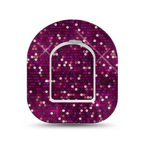ExpressionMed Pink Sequins Omnipod Surface Center Sticker and Mini Tape Shiny Pink Vinyl Sticker and Tape Design Pump Design