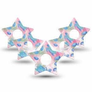 ExpressionMed Turtley One-derful Freestyle Libre 3 and Libre 3 Plus Star, 5-Pack Pastel pink blue turtles Decorative Patch for Continuous Glucose Monitor