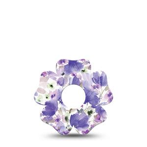 ExpressionMed Italian Blooms Freestyle Libre 3 Flower Shape Tape Single Tape Soft Purple Florals Plaster CGM Design