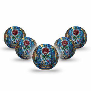 ExpressionMed Enchanted Rose Freestyle Libre 3 and Libre 3 Plus, 5-Pack Tape and 5-Pack Sticker fairytale flower style Sensor Cover for CGM