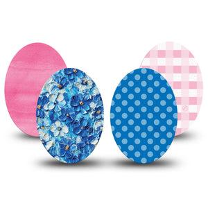 ExpressionMed Cotton Candy Coast Variety Pack Medtronic Guardian Enlite Universal Oval, 4-Pack Tape Variety Whimsy Prints, Plaster CGM Design