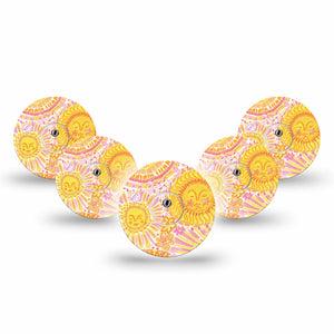 ExpressionMed Bright Sunshine Freestyle Libre 3 and Libre 3 Plus, 5-Pack Tape and 5-Pack Sticker cheerful yellow style Sensor Cover for CGM