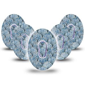 ExpressionMed Seashells Dexcom G6 Tape, 5-Pack Tape and 5-Pack Sticker Aesthetic Sea Shell Pattern, Plaster Continuous Glucose Monitor Design