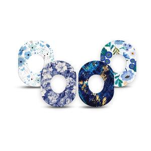 ExpressionMed Cerulean Dream Variety Pack Dexcom G7 Mini Tape, Dexcom Stelo Glucose Biosensor System, 4-Pack Tape Variety Spring Blues Multi Designs, Patch Continuous Glucose Monitor Design