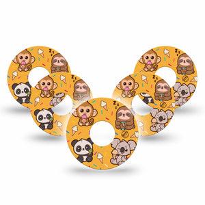 ExpressionMed Ice Cream Buddies Freestyle Libre 3 and Libre 3 Plus Tape, 5-Pack Tape Foodie Animals, Adhesive Tape Continuous Glucose Monitor Design
