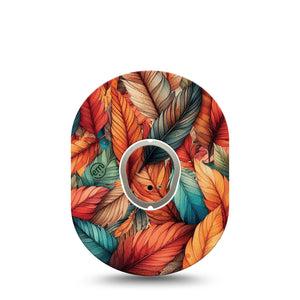 ExpressionMed Fall Leaf Feathers Dexcom G7 Sticker and Tape, Dexcom Stelo Glucose Biosensor System,  Loose Feathers Inspired Vinyl Sticker and Tape Pairing Continuous Glucose Monitor Design