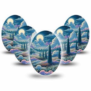 ExpressionMed Dreamy Landscape Medtronic Guardian Enlite Universal Oval 5-Pack Peaceful Daydream World Plaster Continuous Glucose Monitor Design