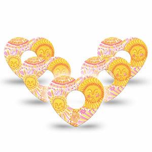 ExpressionMed Bright Sunshine Freestyle Libre 3 and Libre 3 Plus Heart, 5-Pack bright sunshine design Overlay Tape for Continuous Glucose Monitor