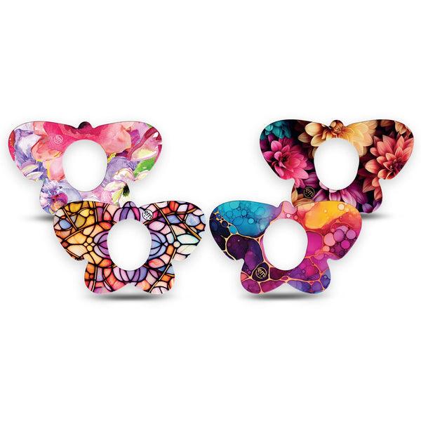 ExpressionMed Prism Ink Dexcom G7 and Dexcom Stelo Glucose Biosensor System Butterfly, 4-Pack Tape vibrant color pattern Accessories for CGM