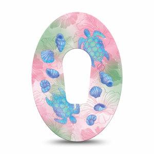 ExpressionMed Turtley One-derful Dexcom G6, Single Tape Pastel pink blue turtles Fixing Ring Tape for Continuous Glucose Monitor