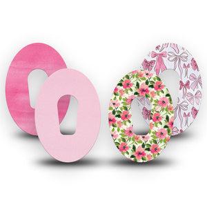 ExpressionMed Soft Pink Dexcom G6, 4-Pack Tape Adorable pink petals Decorative Adhesive Tape for CGM