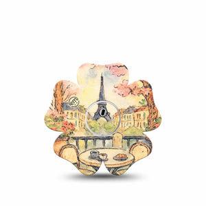 ExpressionMed Café Terrace Freestyle Libre 3 and Libre 3 Plus Flower, Single Tape and Single Sticker Paris cafe Adhesive Tape for CGM
