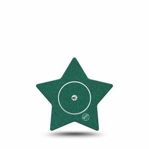 ExpressionMed Forest Green Freestyle Libre 2 and Libre 2 Plus Star Shape Tape, Abbott Lingo, Single Tape and Single Sticker Color Sample Inspired, Adhesive Tape CGM Design