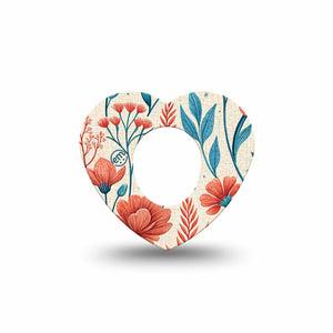 ExpressionMed Desert Wildflower Dexcom G7 and Dexcom Stelo Glucose Biosensor System Heart, Single Tape Red and teal florals Decorative Patch for CGM