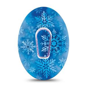 ExpressionMed Falling Snow Dexcom G6 Tape, Single Tape and Single Sticker Frozen Crystals, Plaster Continuous Glucose Monitor Design