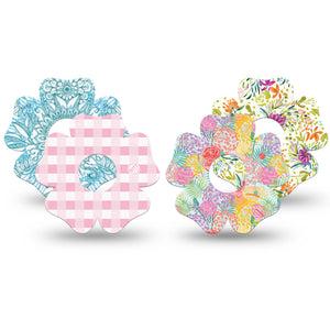 ExpressionMed Fresh Greenery Freestyle Libre 3 and Libre 3 Plus Flower, 4-Pack Tape Pastel florals Adhesive Tape for Continuous Glucose Monitor