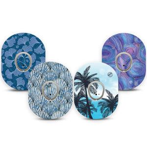 ExpressionMed Seaside Breeze Variety Pack Dexcom G7 Tape, Dexcom Stelo Glucose Biosensor System, 4-Pack Tape and 4-Pack Sticker Variety Seashells and Gem Stone Inspired, Overlay Tape CGM Design