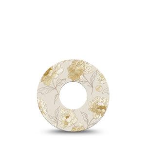 ExpressionMed Sketched Peonies Infusion Set, 5-Pack Neutral floral sketch Decorative Patch For Insulin Pump
