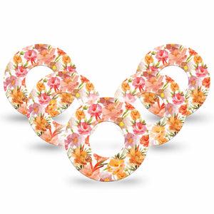 ExpressionMed Peach Dusk Freestyle Libre and Libre 2 Plus Tape, Abbott Lingo, 5-Pack Tape Orange Airy Textures, Fixing Ring Tape Continuous Glucose Monitor Design