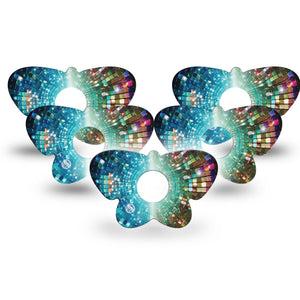 ExpressionMed Disco Lights Freestyle Libre 3 and Libre 3 Plus Butterfly, 5-Pack Retro glow design Waterproof Sensor Cover for Continuous Glucose Monitor