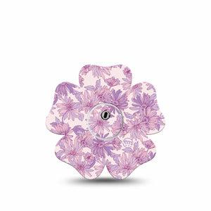 ExpressionMed Purple Daisy Freestyle Libre 3 and Libre 3 Plus Flower Shape Tape, Single Tape and Single Sticker Cute Purple Daisies, Overlay Tape CGM Design