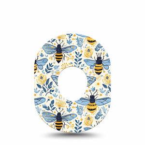 ExpressionMed Busy Bees Dexcom G7 and Dexcom Stelo Glucose Biosensor System, Single Tape Pretty bees Fixing Ring Patch for CGM