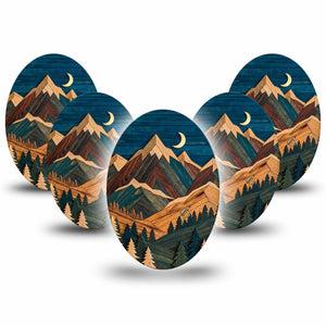 ExpressionMed Wood Mountains Medtronic Guardian Enlite Universal Oval, 5-Pack woodland mountain scene Fixing Ring Tape for Continuous Glucose Monitor