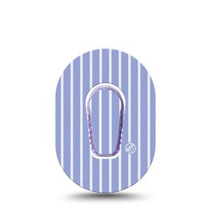 ExpressionMed Blue Stripes Dexcom G6 Mini, Single Tape and Single Sticker White and blue pin stripes Waterproof Adhesive Tape for CGM