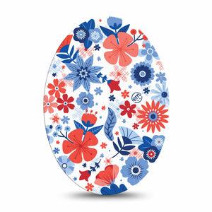 ExpressionMed July Flowers Medtronic Guardian Enlite Universal Oval Single variety red blue white flowers Plaster Continuous Glucose Monitor Design