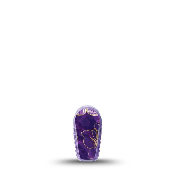 ExpressionMed Plum Gold Dexcom G6 Sticker, Single Sticker Purple gold hibiscus Decorative Adhesive Tape for CGM