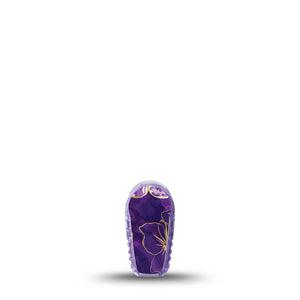 ExpressionMed Plum Gold Dexcom G6 Sticker, Single Sticker Purple gold hibiscus Decorative Adhesive Tape for CGM